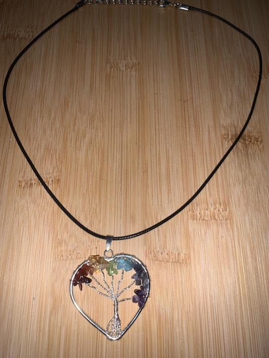 Jewelry - New Chakra Tree of Life Heart💜Pendant Necklace with Rainbow Gemstone Accents